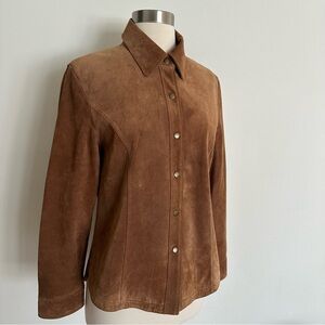 Genuine Suede Leather Shirt Jacket Sz M